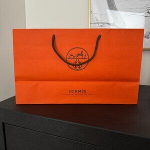 Authentic Hermes Orange Paper Shopping Gift Bag Medium 17x 10.3 x6